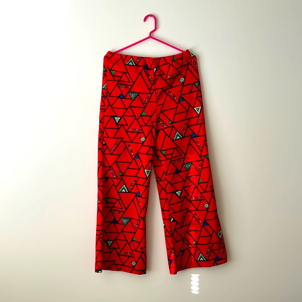 Vintage 80s abstract print wide leg pants